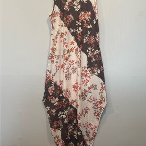 Elegant Brown and Cream Asymmetrical Dress